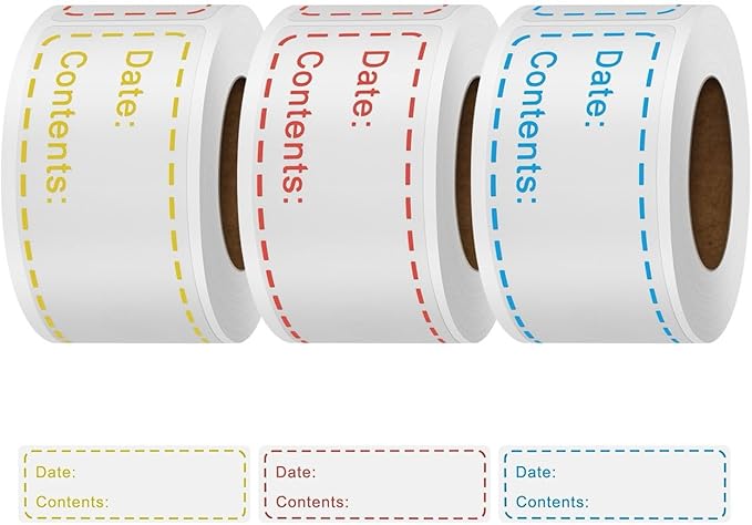 BLISKO Freezer Labels 375Pcs 1x3 Inch 3 Colors